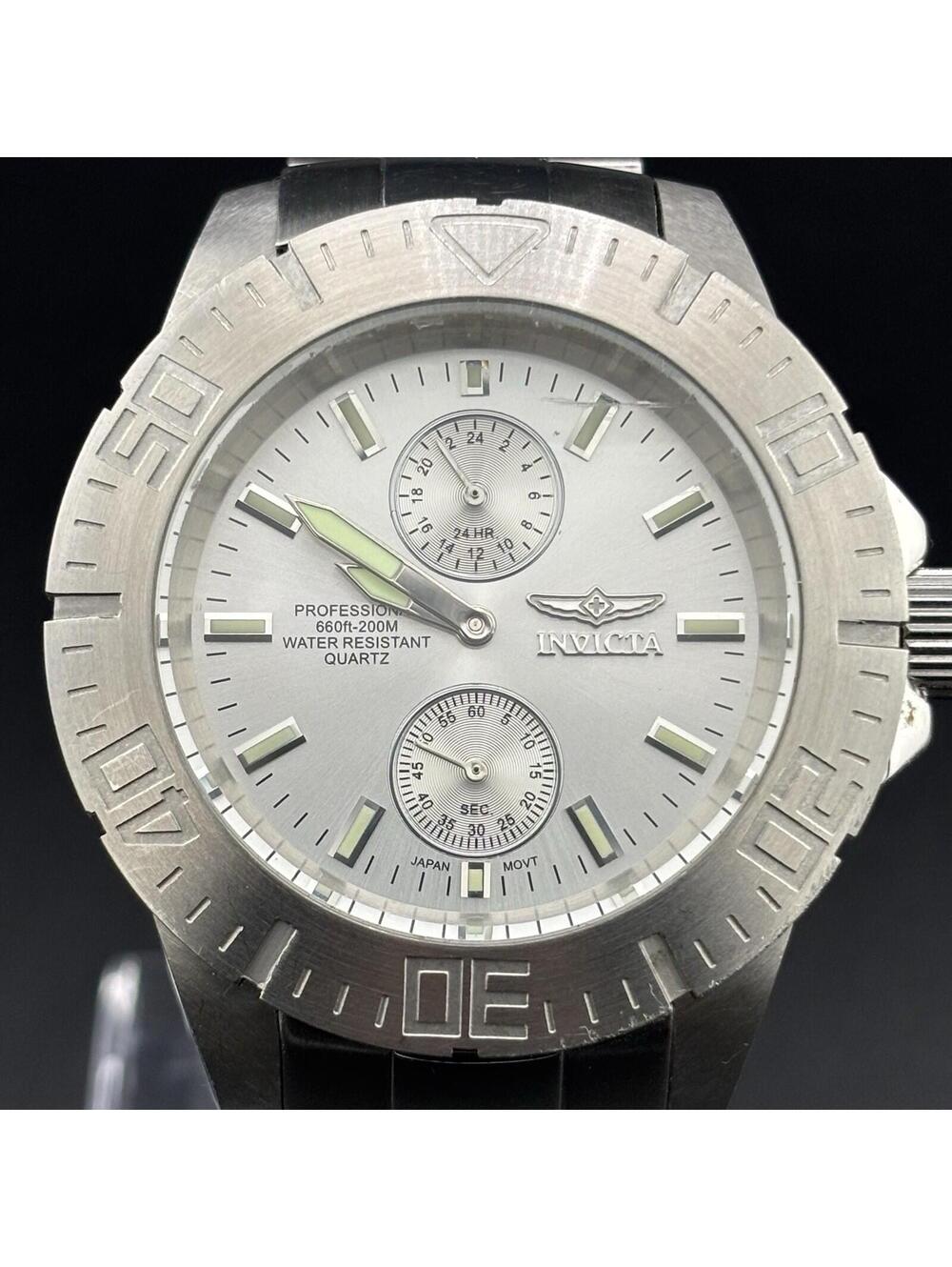 Invicta Pro Diver 14056 Mens Silver-Tone Sunburst Dial Watch 44mm Quartz Running